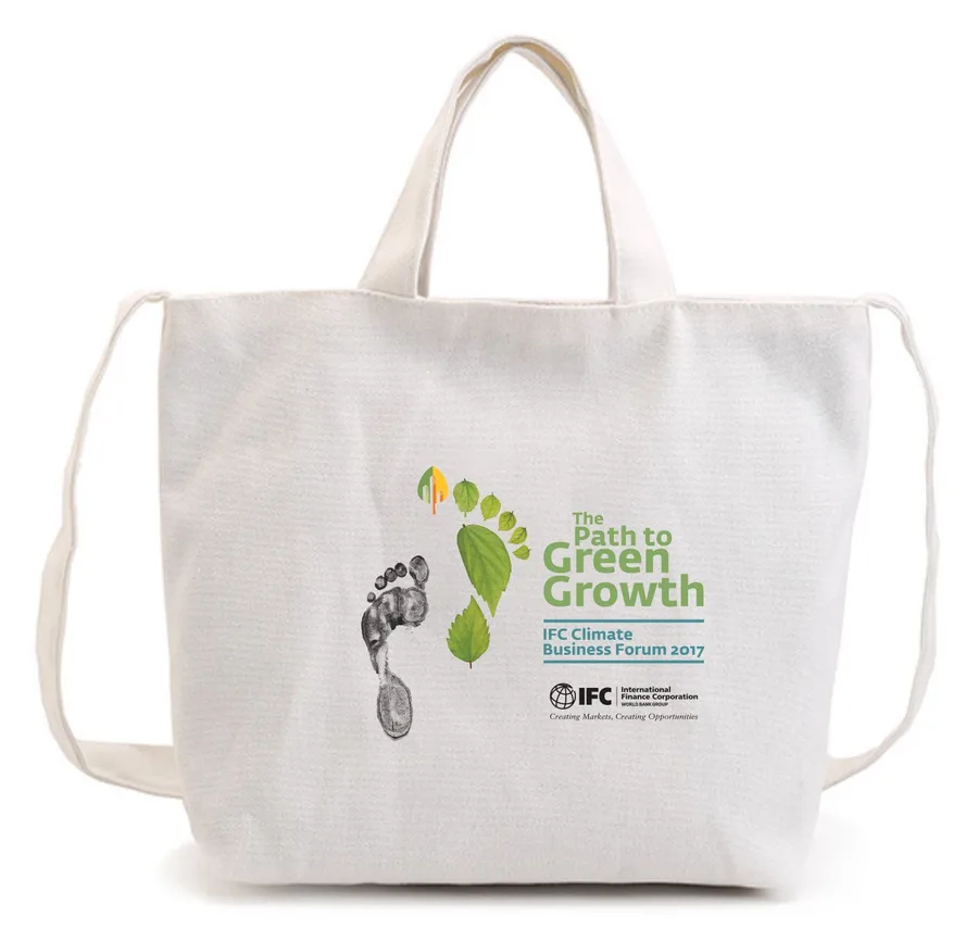 Canvas tote, crossbody strap, green print (CNS-02)