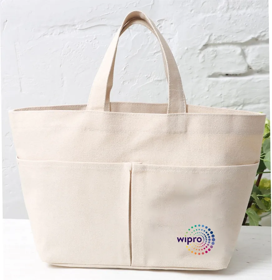 Canvas tote, front pocket, short handles (CNS-08)