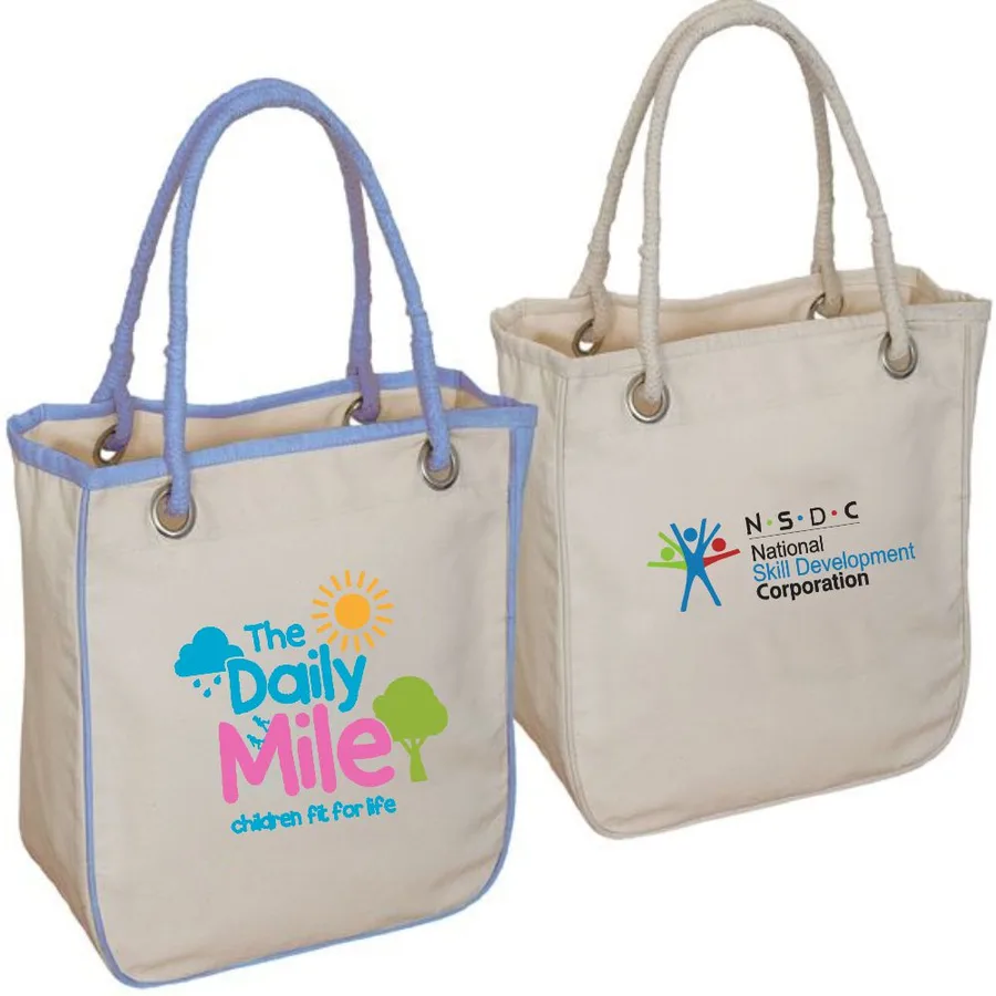 Canvas tote, rope handles, colour trim (CNS-13)