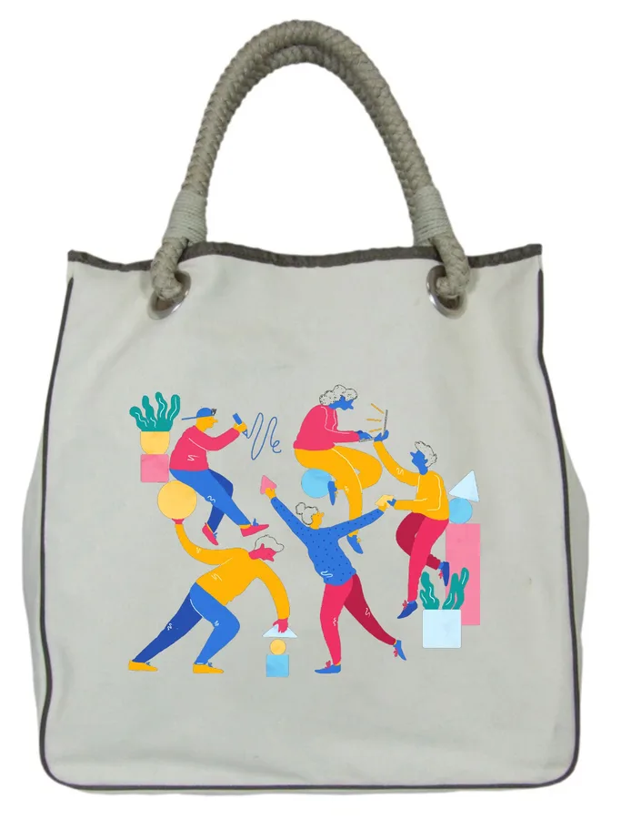 Canvas tote, rope handles, illustrated (CNS-27)