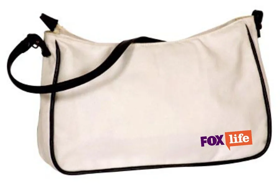 Canvas shoulder bag, black trim (CNS-29)
