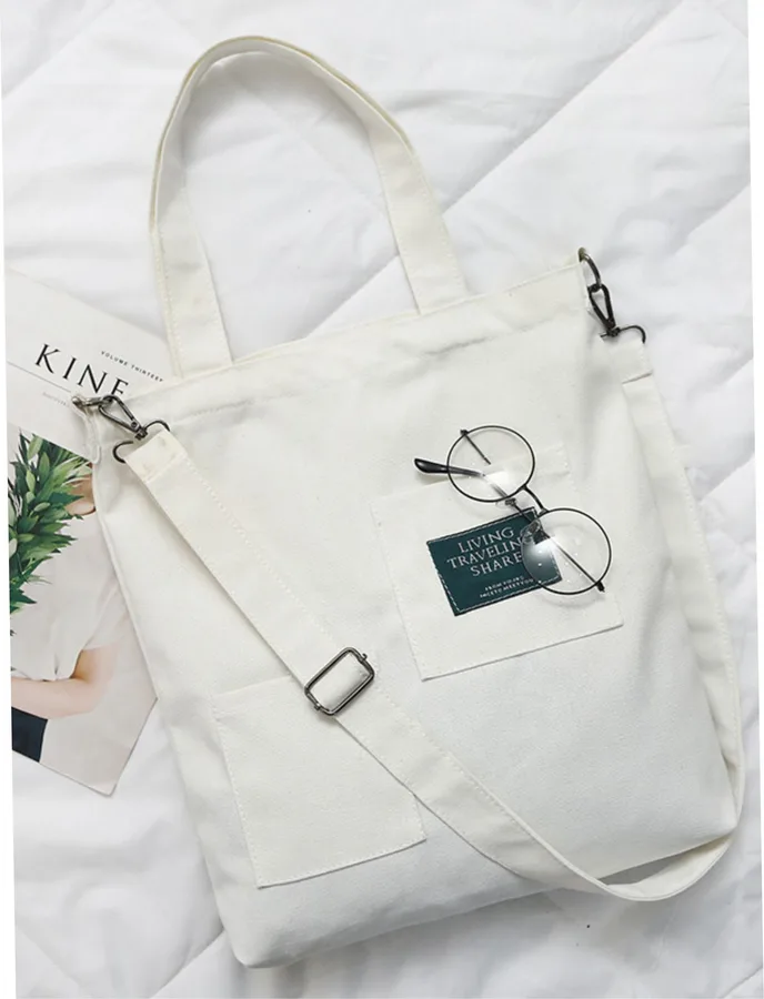 Canvas tote, flap pocket, crossbody (CNS-34)
