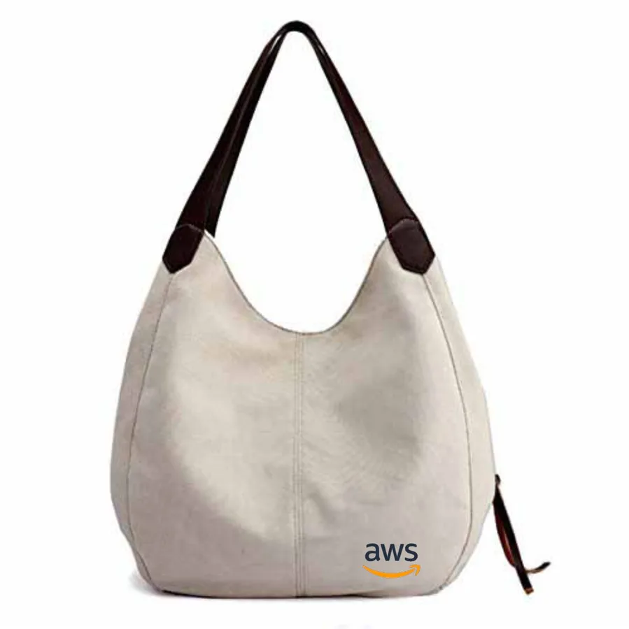 Canvas hobo bag, brown strap (CNS-36)
