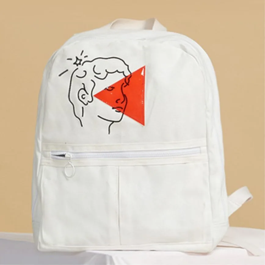 Canvas backpack, zip, printed (CNS-40)