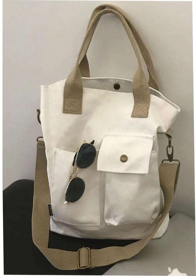 Canvas tote, front pocket, crossbody (CNS-50)