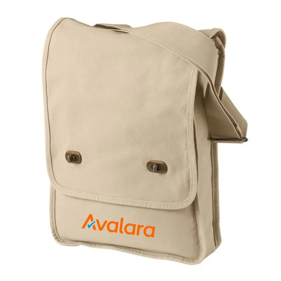Canvas field bag, khaki, flap (CNS-54)