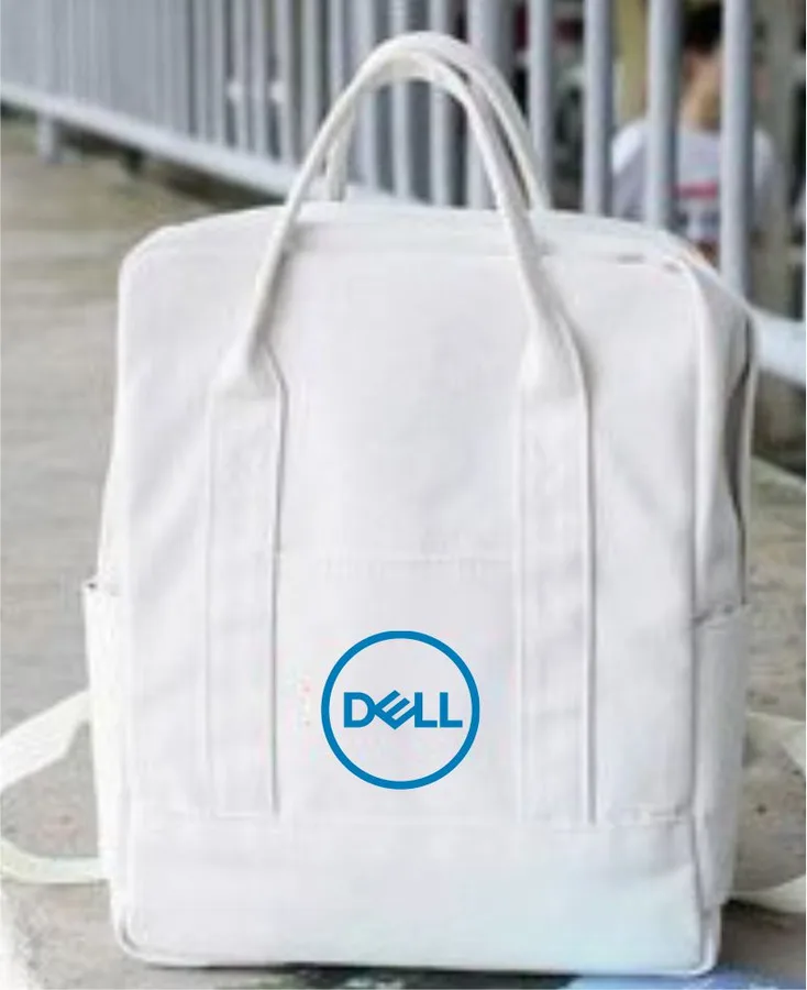 Canvas backpack tote, white (CNS-55)