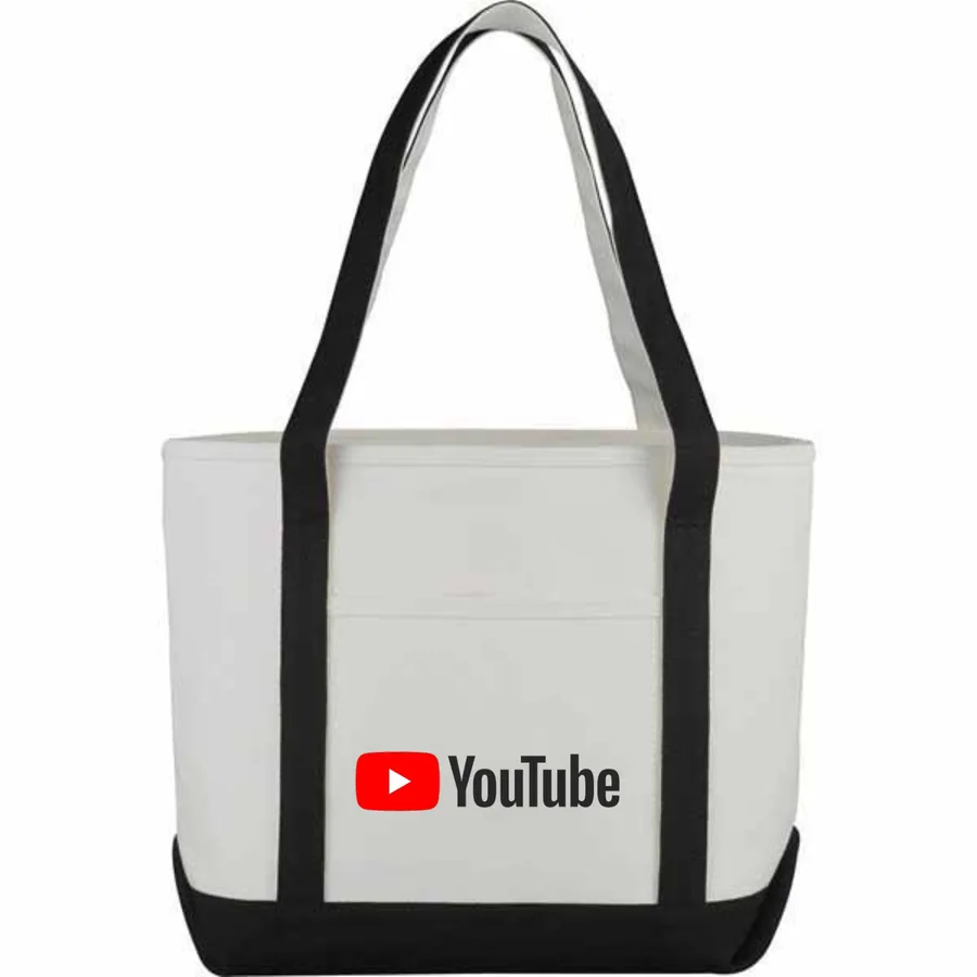 Canvas boat tote, black trim, large (CNS-58)