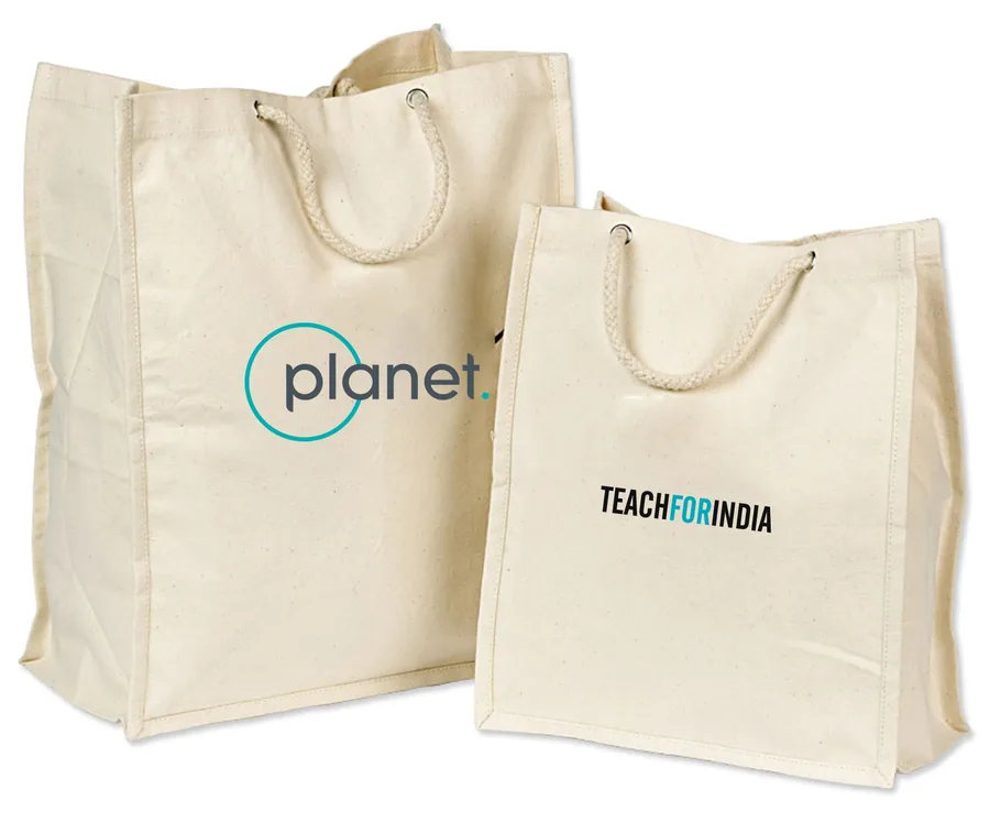 Canvas shopper, rope handles, two sizes (CNS-61)