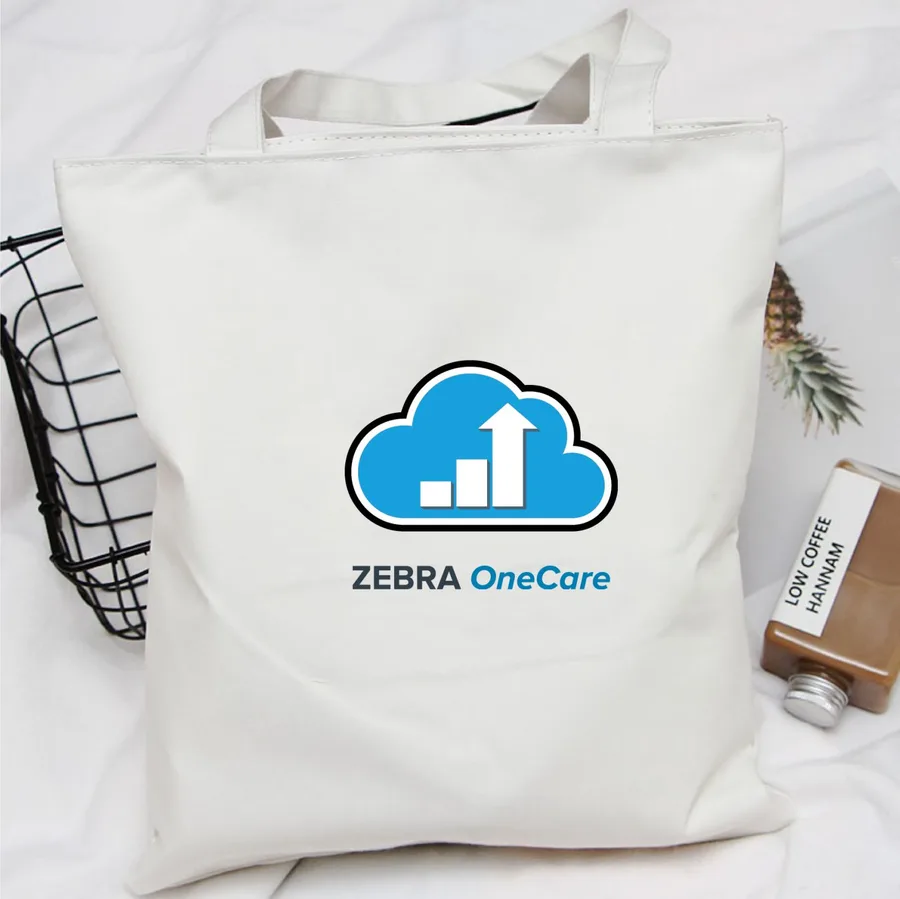 Canvas tote, white, zip top (CNS-64)