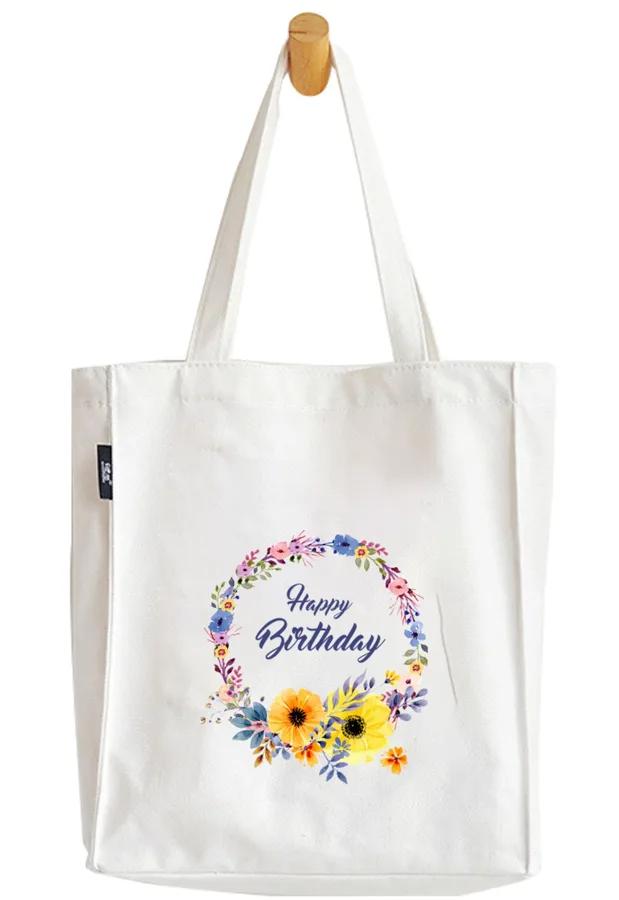 Canvas tote, white, full-colour print, long handles (CNS-65)