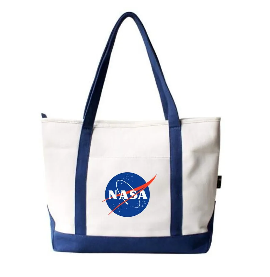 Canvas boat tote, navy trim (CNS-68)