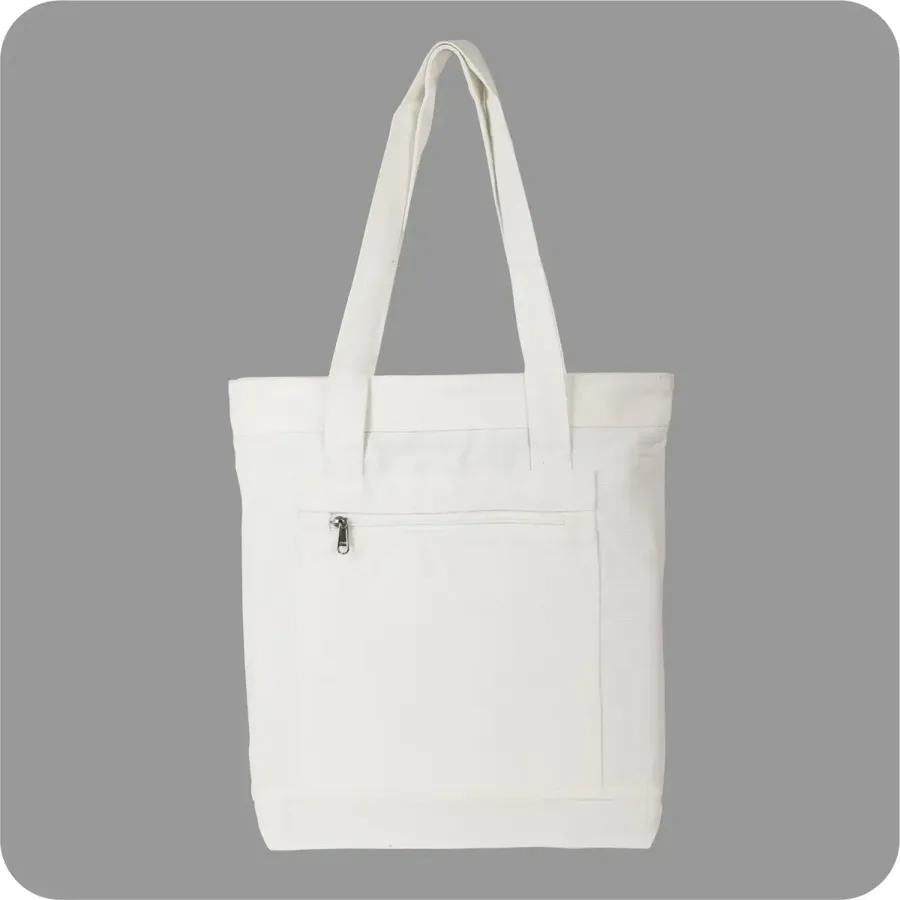 Canvas tote, front pocket, boxed base (CNS-76)