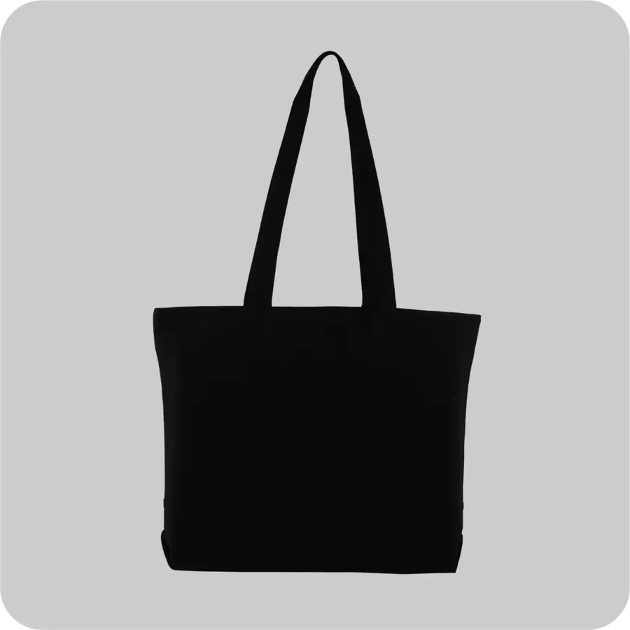 Canvas shopper, black, wide, zip (CNS-94)