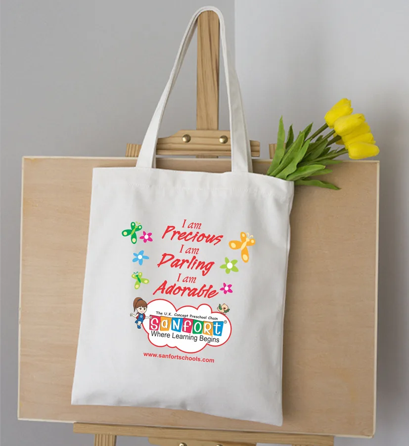 White cotton tote, long handles (CTN-11)