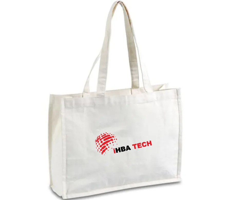 White cotton shopper, gusset (CTN-18)