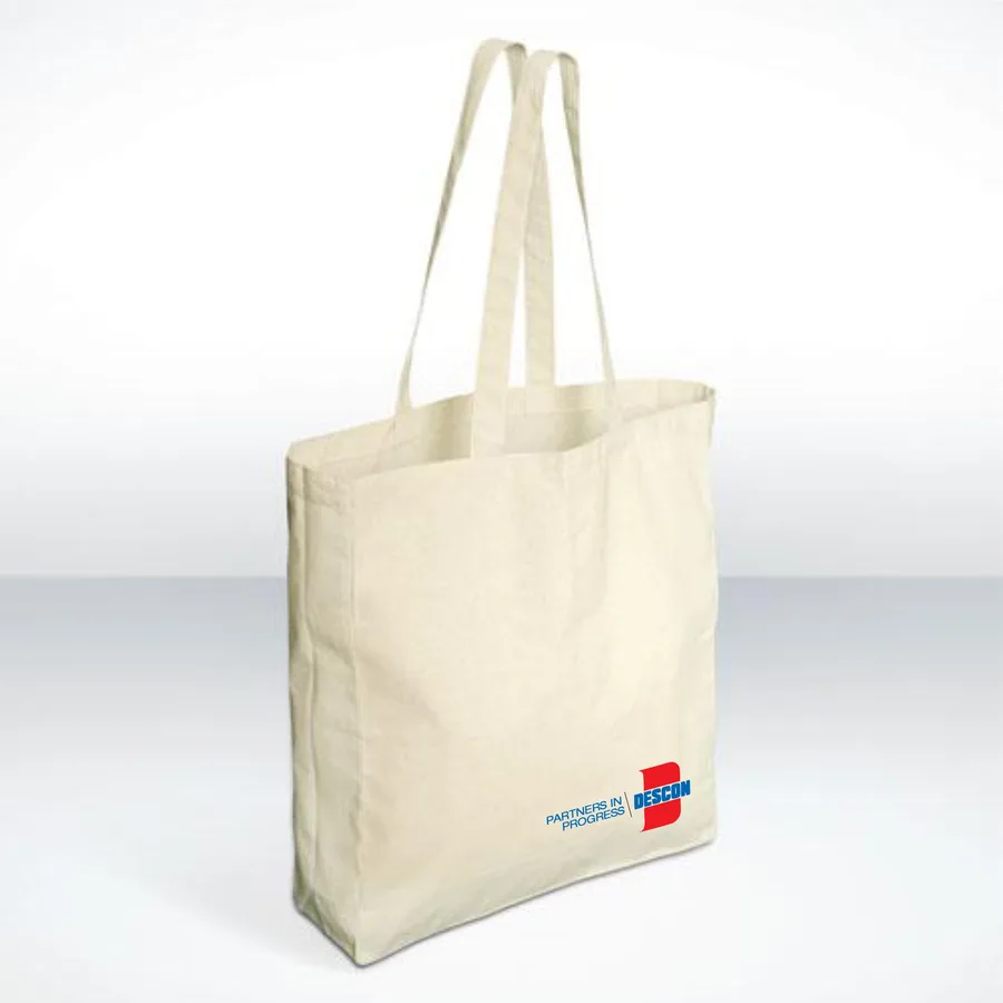 Natural cotton tote, gusseted, long handles (CTN-21)