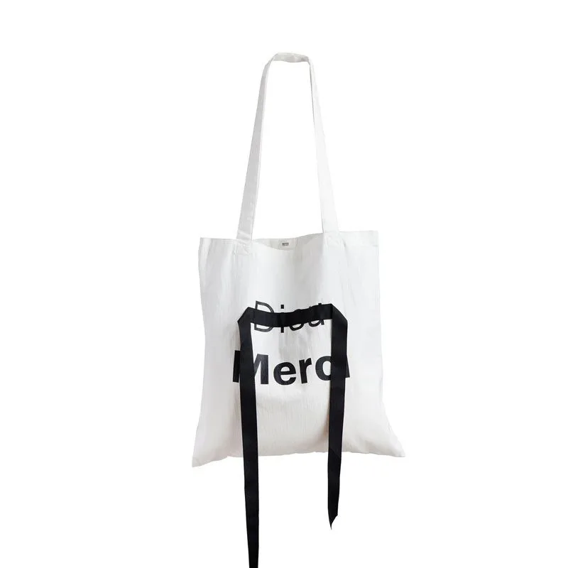 White cotton bag, ribbon tie (CTN-36)