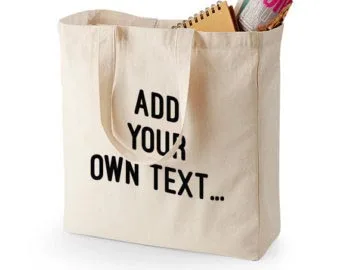 Natural cotton tote, text print (CTN-38)