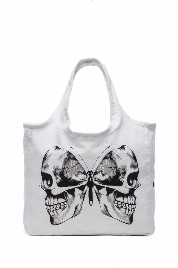 White cotton hobo tote, illustrated (CTN-41)