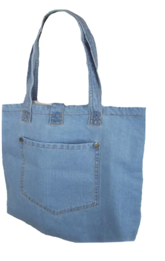 Denim tote, light wash, pocket (DNM-05)