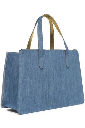 Denim shopper, tan handles, boxed (DNM-13)