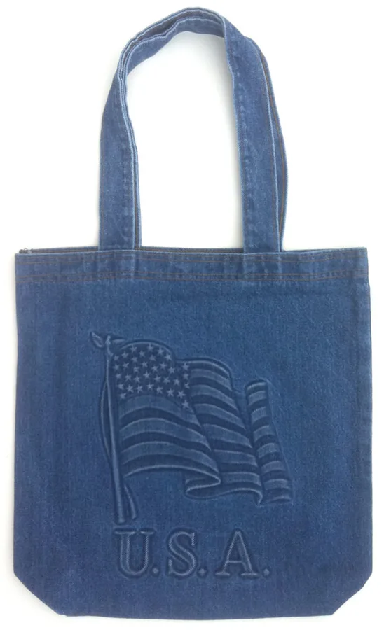 Denim tote, embossed print (DNM-14)