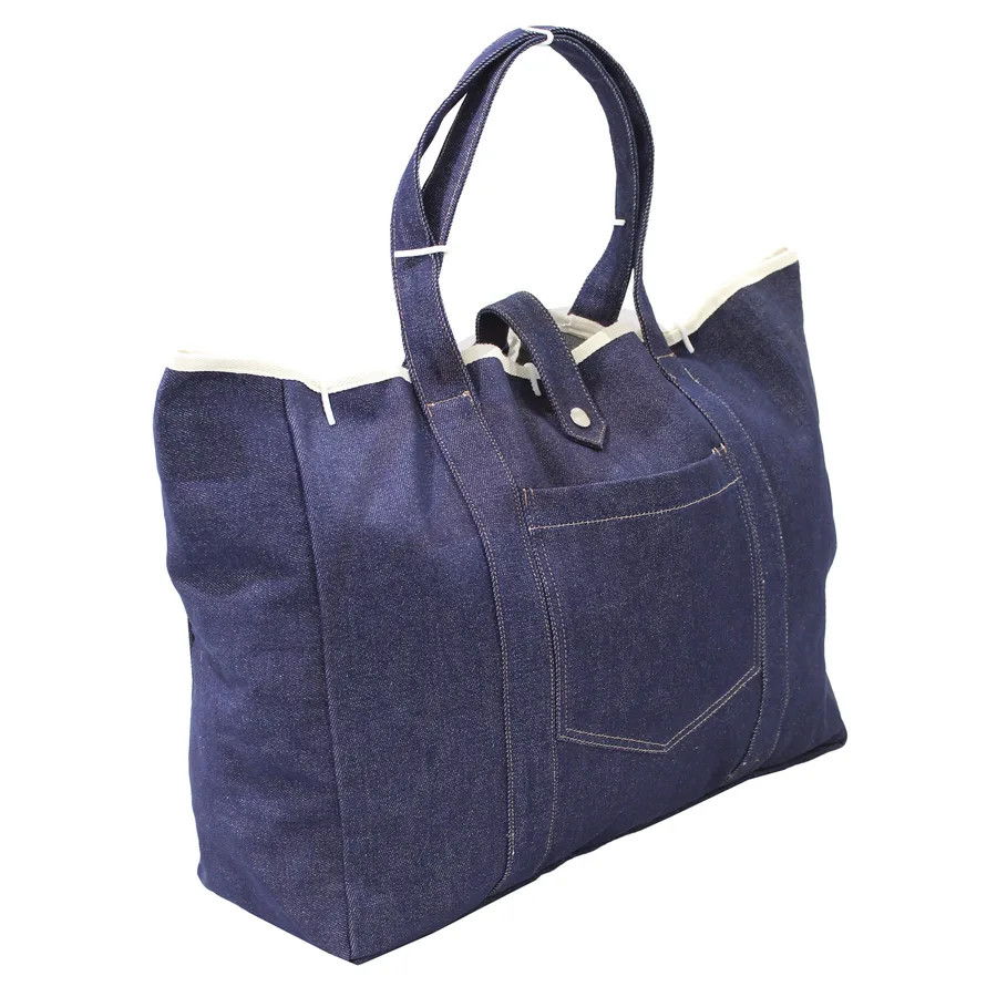 Denim shopper, dark, pocket, lined (DNM-17)