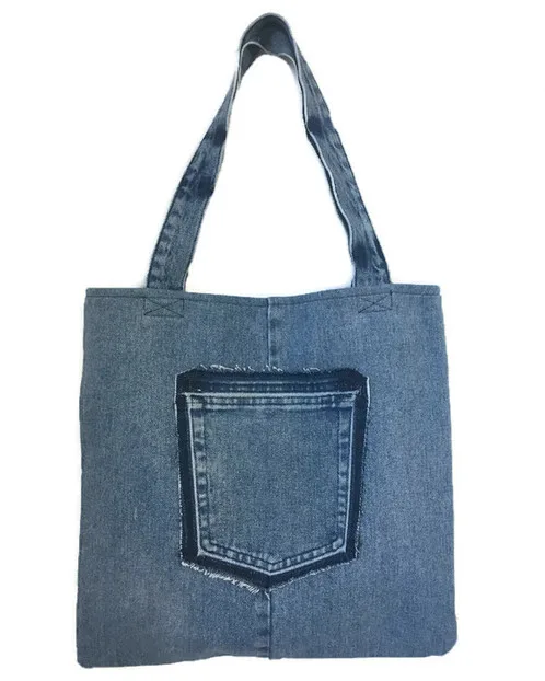 Denim tote, patch pocket (DNM-19)