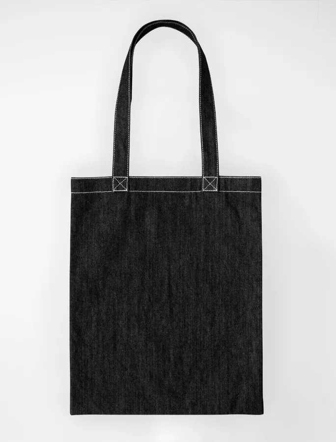 Denim tote, black, flat (DNM-20)