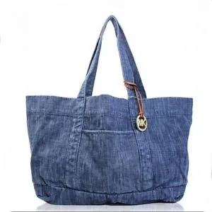 Denim tote, washed, wide (DNM-22)