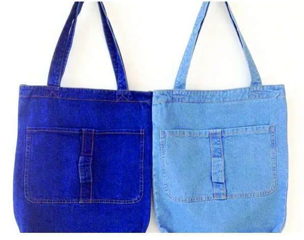 Denim tote, pocket, two washes (DNM-24)
