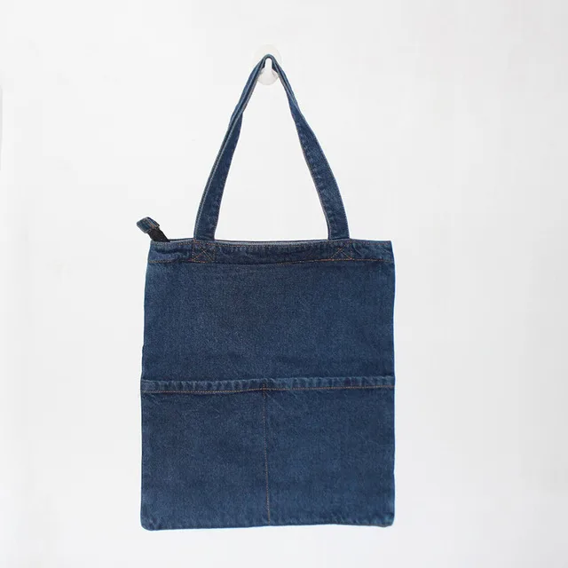 Denim tote, zip, pocket, slim (DNM-31)