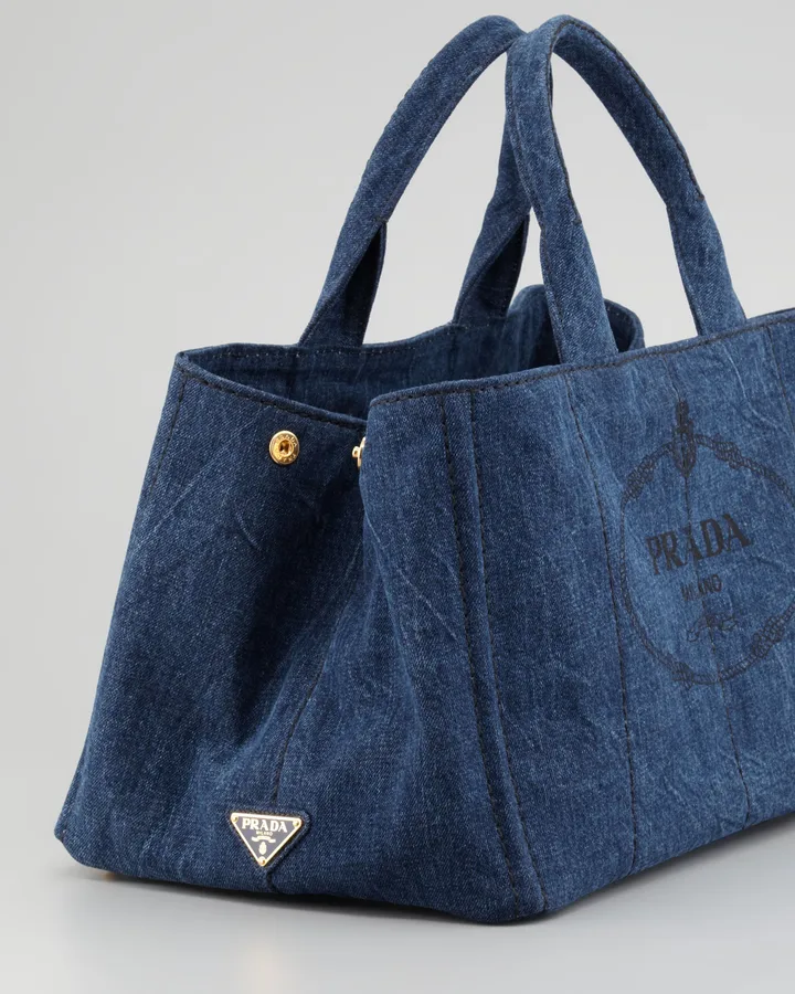 Denim tote, structured, short handles (DNM-35)