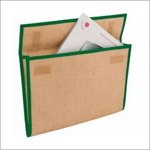 Jute document wallet, green trim (FDR-05)