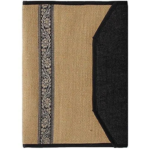 Jute folder, black and brocade (FDR-07)