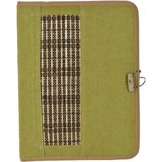 Jute folder, green, bamboo inset (FDR-12)