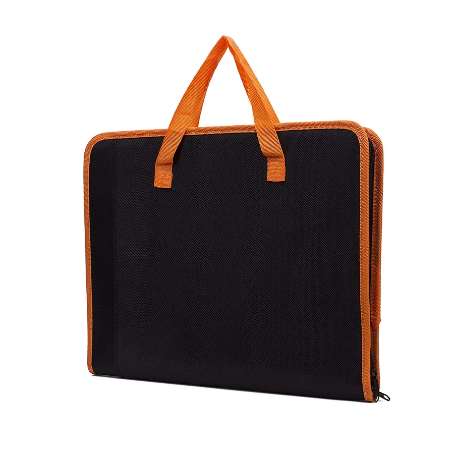 Folder bag, black and orange, zip (FDR-18)