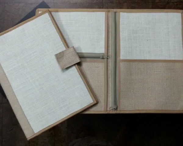 Jute folder, open, inside pocket (FDR-28)
