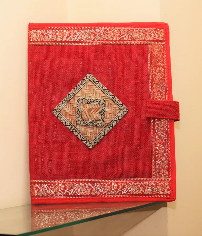 Folder, red brocade, tab (FDR-36)