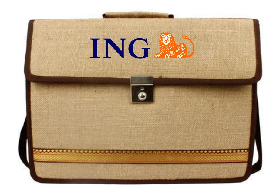 Jute briefcase, lock flap (JTE-08)