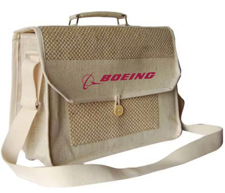 Jute satchel, flap and strap (JTE-14)