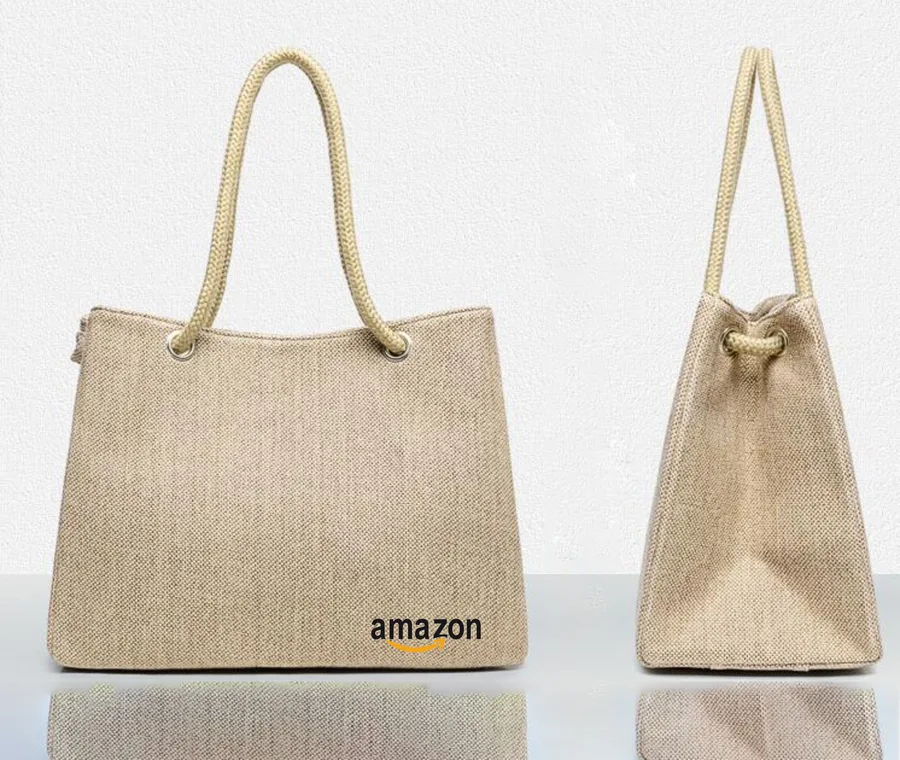 Jute shopper, rope handles, pair (JTE-20)
