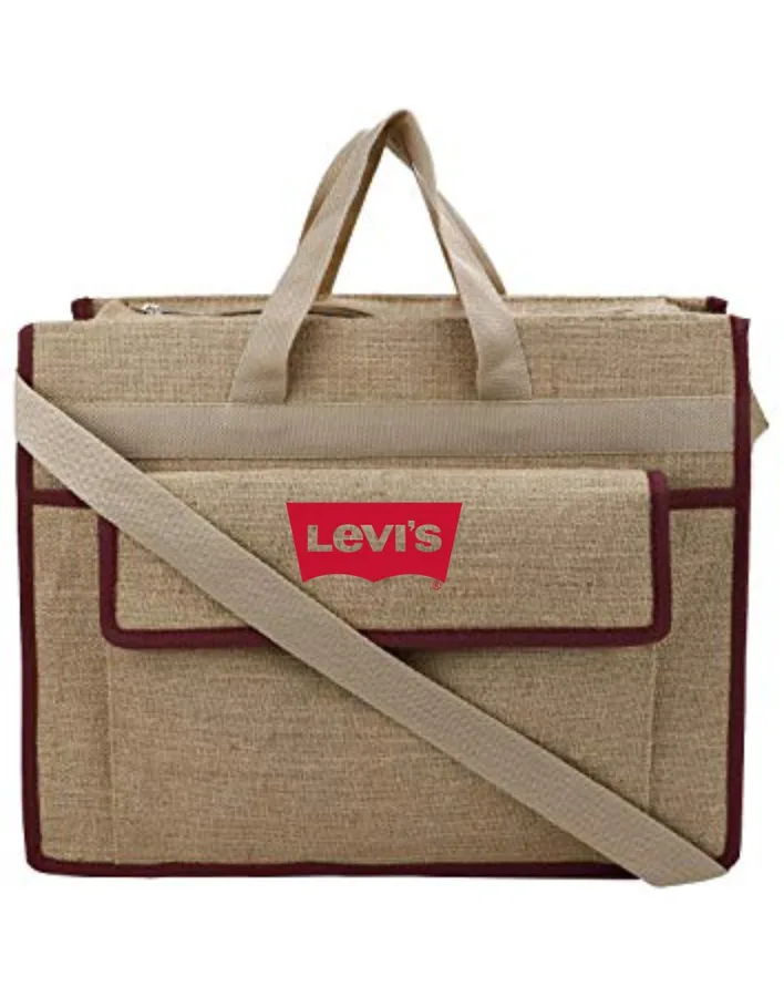 Jute conference bag, coloured binding (JTE-26)