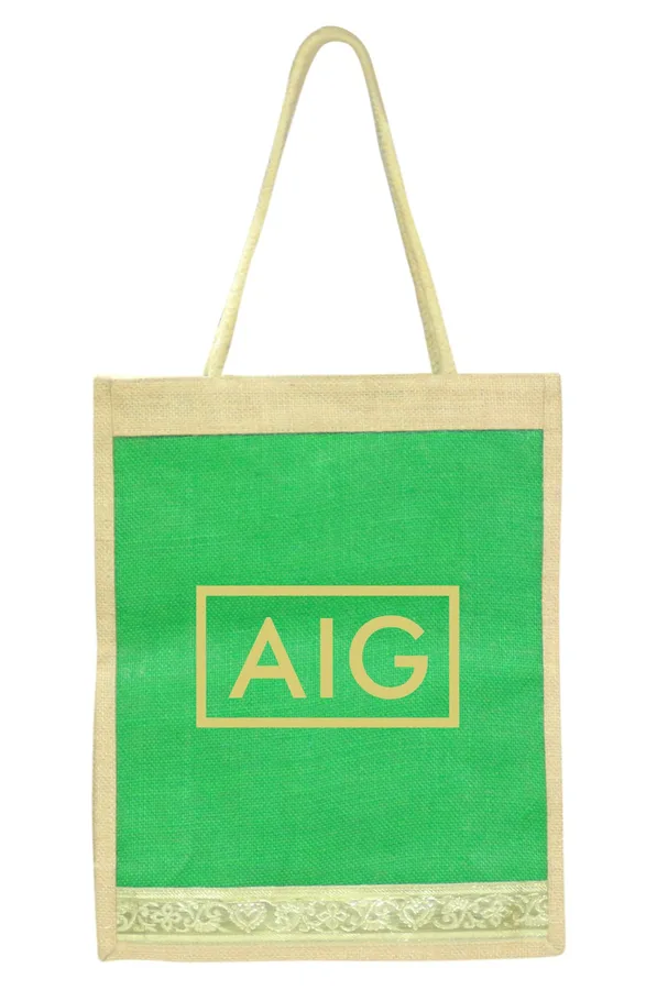 Jute tote, colour panel, long handles (JTE-32)