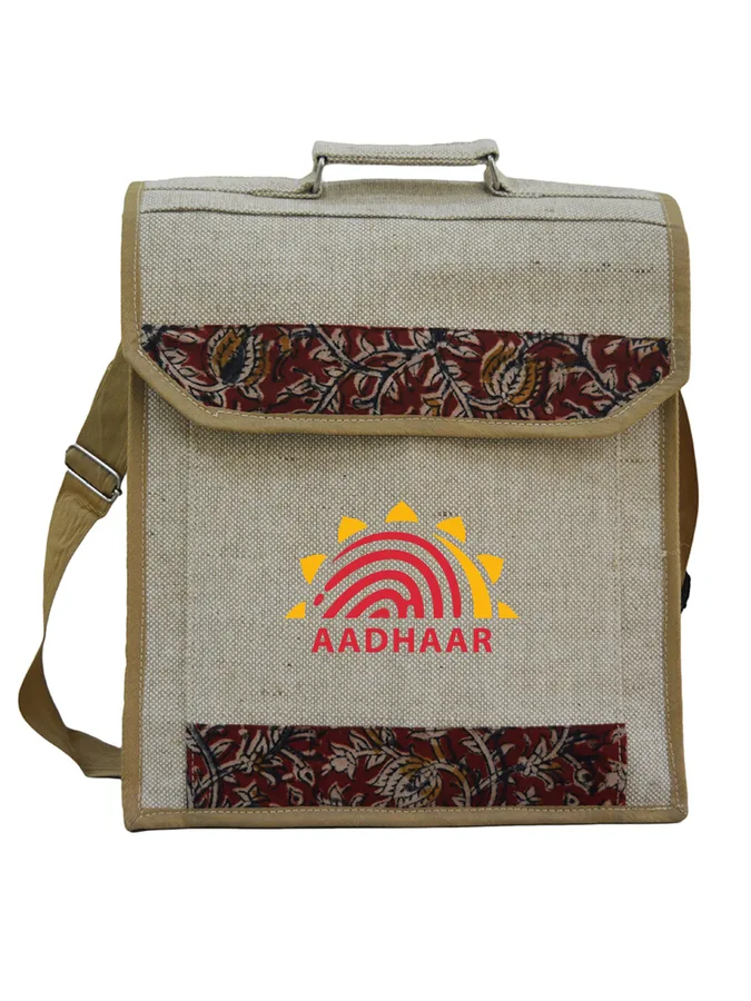 Jute conference bag, printed trim (JTE-33)