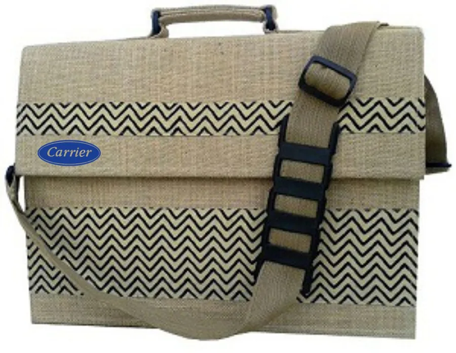 Jute laptop bag, chevron print (JTE-42)