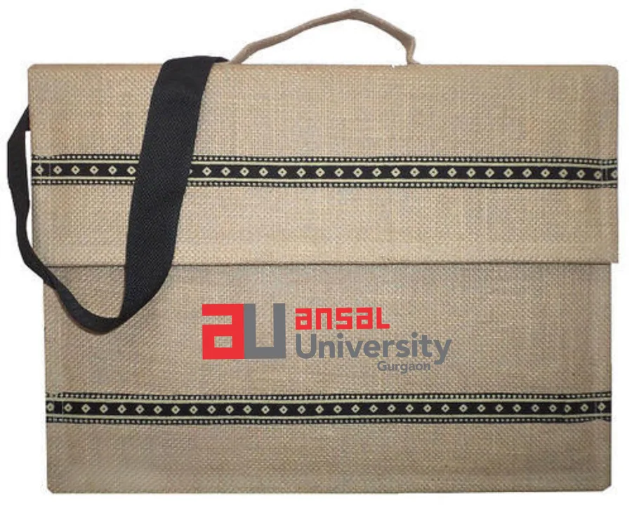 Jute document bag, printed band, handle (JTE-54)