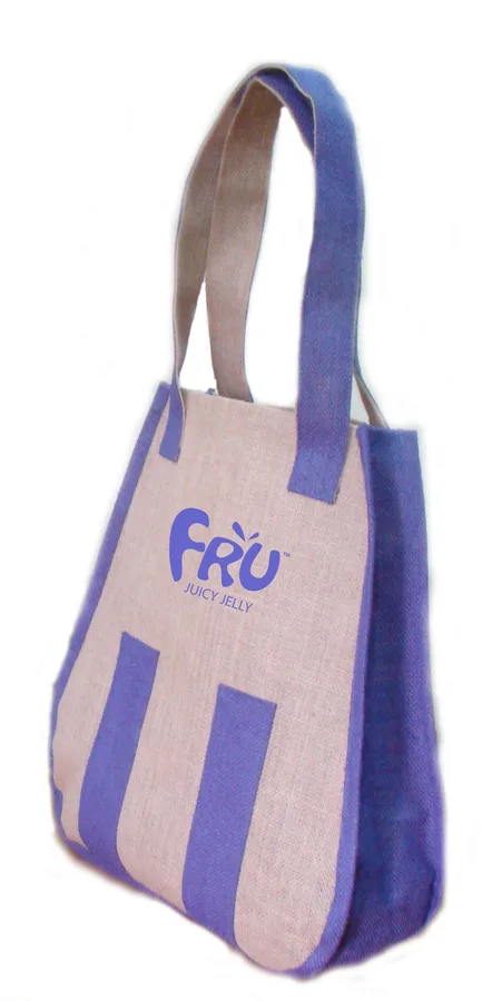 Jute tote, striped, purple (JTE-56)