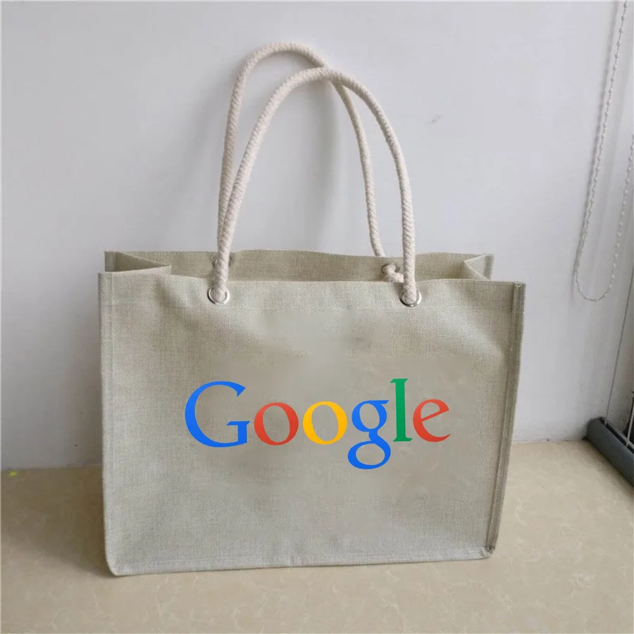 Jute shopper, white laminated, rope handles (JTE-61)